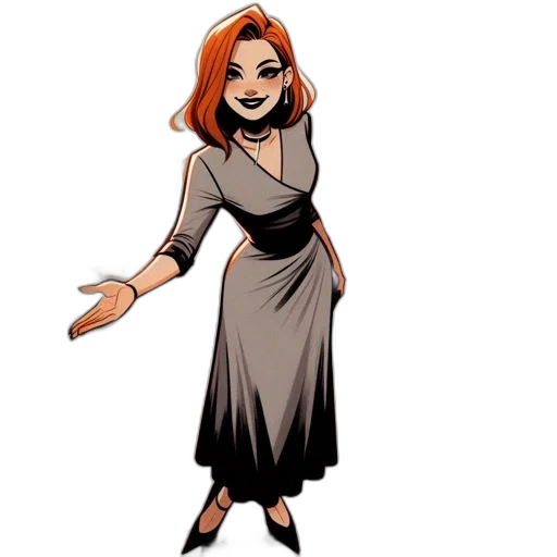 dress, staff, cartoon, comic book art transparent PNG cut-out
