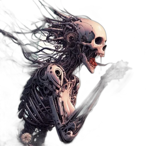 robot, creature, staff, sword transparent PNG cut-out