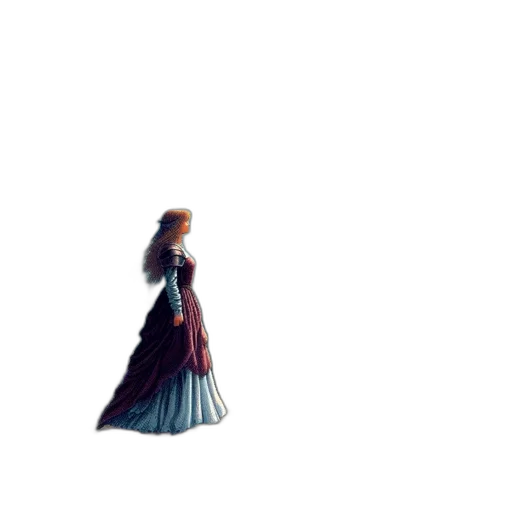 dress, crown, hair, staff transparent PNG cut-out