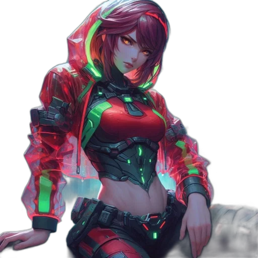 robot, weapon, jacket, cyberpunk transparent PNG cut-out