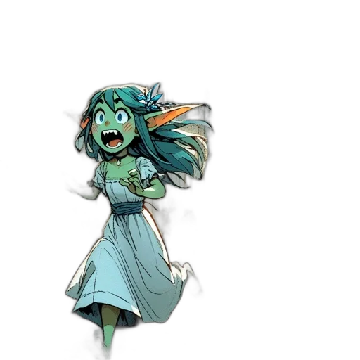 staff, dress, creature, flower transparent PNG cut-out
