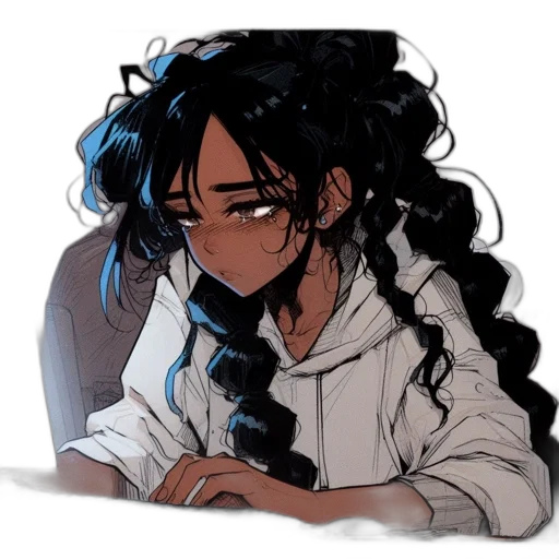 hair, staff, face, jacket transparent PNG cut-out