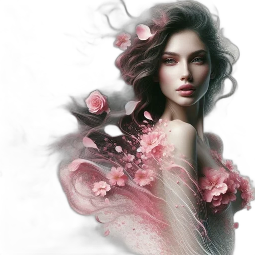 dress, flower, photorealistic, fantasy art transparent PNG cut-out