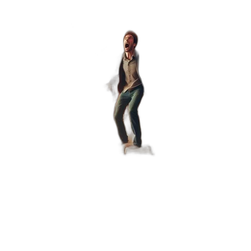 jacket, staff, creature, robot transparent PNG cut-out