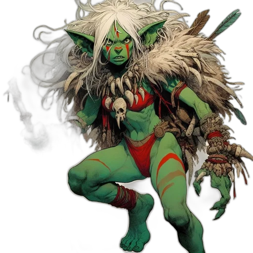 concept art, fantasy art, comic book art, green transparent PNG cut-out