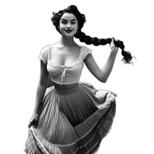 dress, hair, staff, jewelry transparent PNG cut-out