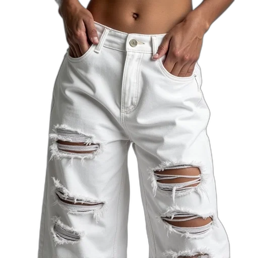 jacket, white, denim, ripped transparent PNG cut-out