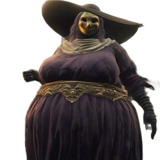dress, mask, creature, staff transparent PNG cut-out