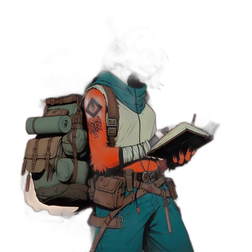 jacket, weapon, robot, staff transparent PNG cut-out