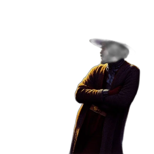 hat, jacket, staff, robot transparent PNG cut-out
