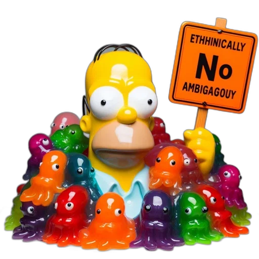 3d render, homer, simpson, statue transparent PNG cut-out