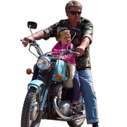 man, child, ride, blue transparent PNG cut-out