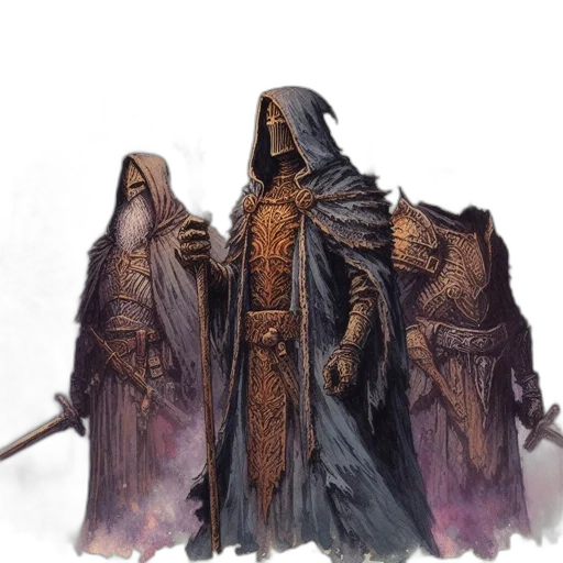 staff, jacket, sword, mask transparent PNG cut-out