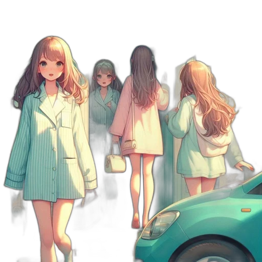 dress, car, jacket, hair transparent PNG cut-out