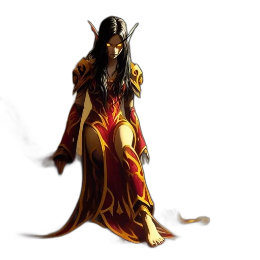 dress, dragon, staff, fantasy art transparent PNG cut-out