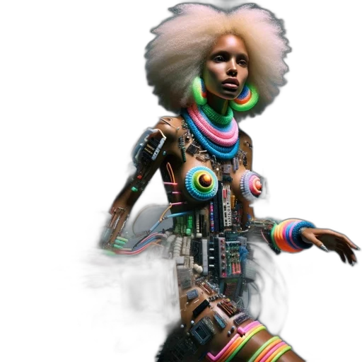 jewelry, robot, hair, staff transparent PNG cut-out
