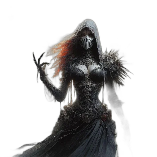 dress, mask, fantasy art, concept art transparent PNG cut-out