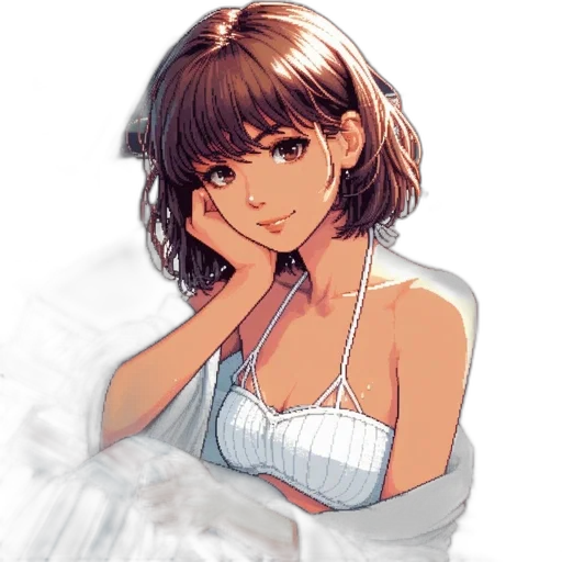 dress, jewelry, face, pixel art transparent PNG cut-out