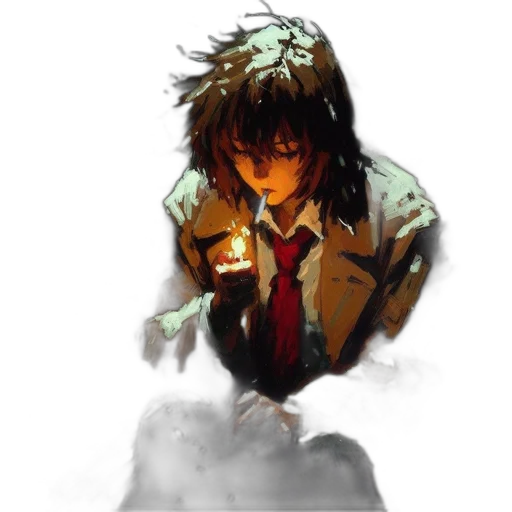 jacket, staff, face, concept art transparent PNG cut-out