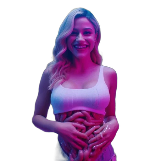 dress, creature, robot, vaporwave transparent PNG cut-out