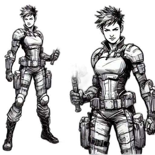 concept art, comic book art, cartoon, cyberpunk transparent PNG cut-out