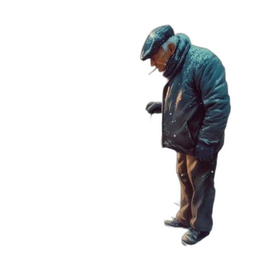 jacket, staff, umbrella, hat transparent PNG cut-out