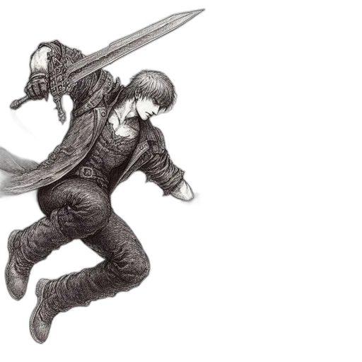 sword, weapon, jacket, concept art transparent PNG cut-out