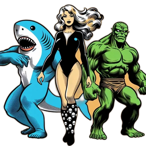 comic book art, concept art, cartoon, underwater transparent PNG cut-out