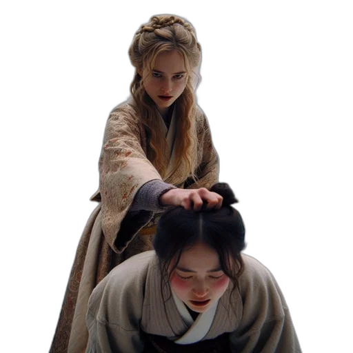 hair, staff, crown, jacket transparent PNG cut-out