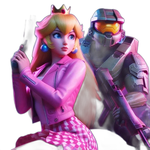 robot, weapon, concept art, vaporwave transparent PNG cut-out