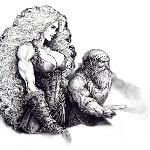 fantasy art, comic book art, concept art, pencil sketch transparent PNG cut-out