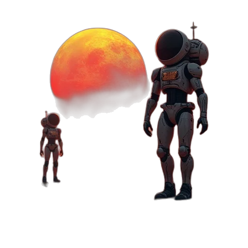 robot, concept art, pixel art, 3d render transparent PNG cut-out