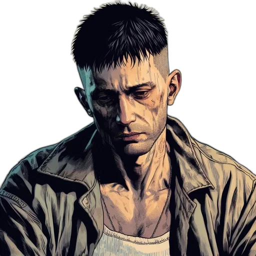 jacket, face, comic book art, concept art transparent PNG cut-out