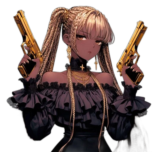 weapon, anime, cyberpunk, pixel art transparent PNG cut-out