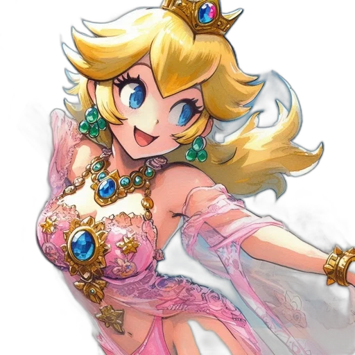 dress, crown, jewelry, pixel art transparent PNG cut-out