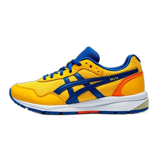 shoes, pair, yellow, blue transparent PNG cut-out