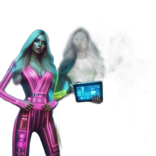 robot, staff, concept art, cyberpunk transparent PNG cut-out