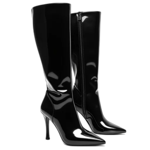 shoes, pair, black, high-heeled transparent PNG cut-out