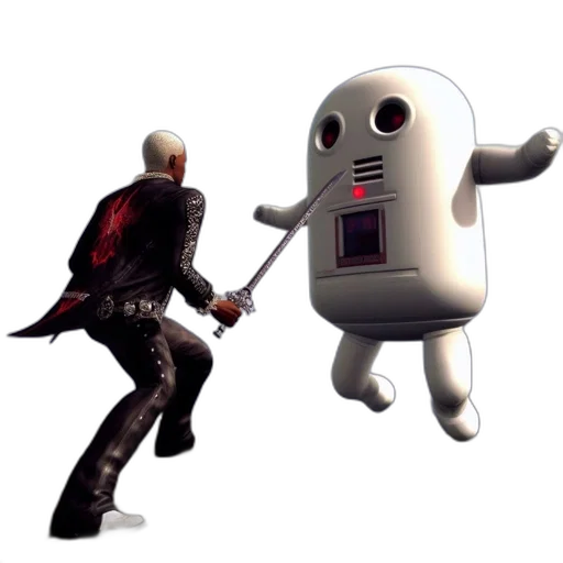 robot, weapon, staff, creature transparent PNG cut-out