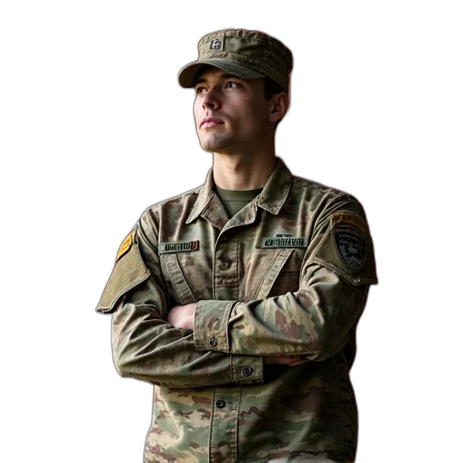 staff, jacket, hat, weapon transparent PNG cut-out