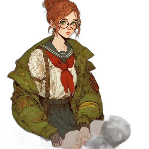 jacket, staff, dress, concept art transparent PNG cut-out