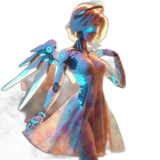 dress, robot, jewelry, 3d render transparent PNG cut-out