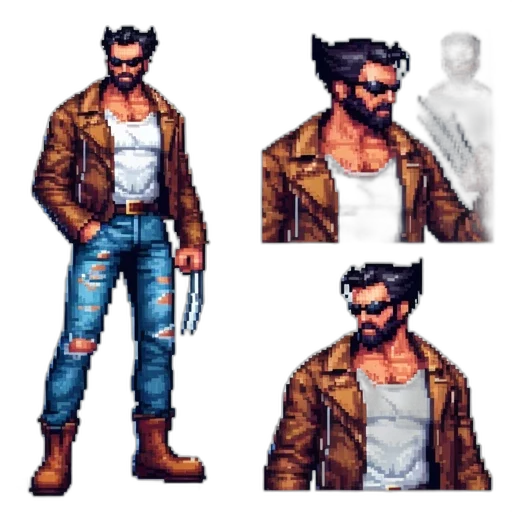 jacket, weapon, pixel art, concept art transparent PNG cut-out