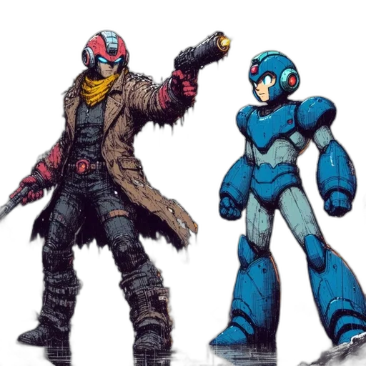 robot, concept art, comic book art, pixel art transparent PNG cut-out