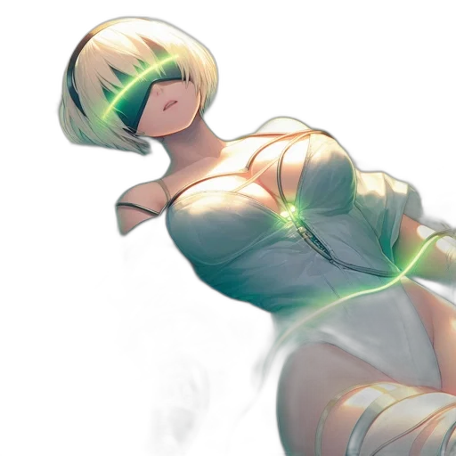 dress, robot, staff, weapon transparent PNG cut-out