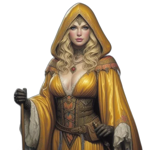 dress, staff, fantasy art, concept art transparent PNG cut-out