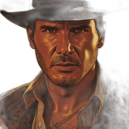 hat, face, weapon, photorealistic transparent PNG cut-out