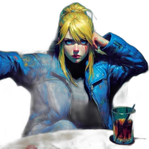 jacket, face, concept art, cyberpunk transparent PNG cut-out