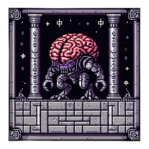 robot, creature, crown, pixel art transparent PNG cut-out
