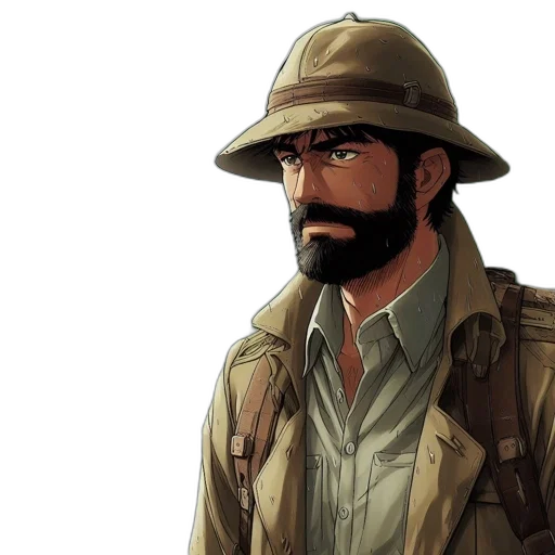 hat, jacket, concept art, comic book art transparent PNG cut-out